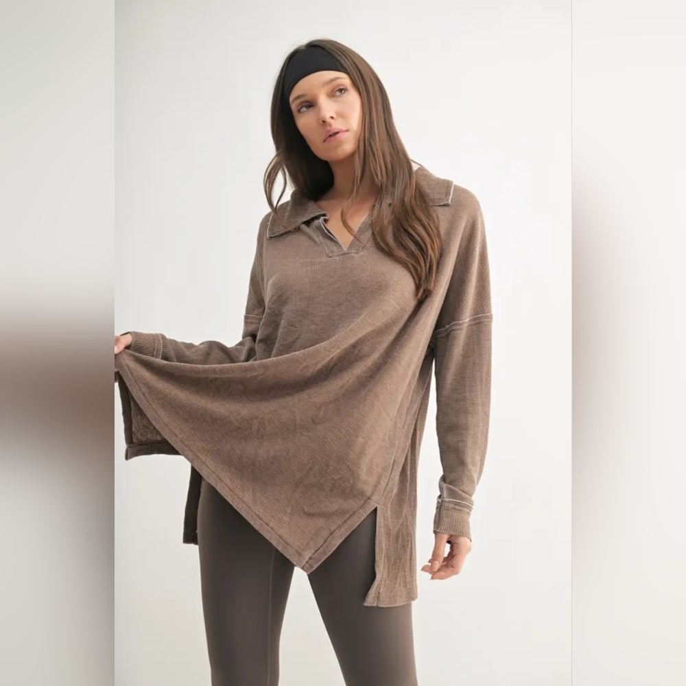Mono B Brown V-Neck Oversized Sweater